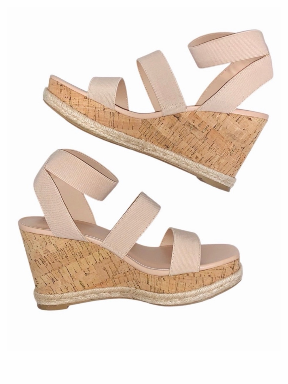 Madden Girl Womens Marandaa Slip On Strappy Wedge Sandals Size 10 Cork Heel